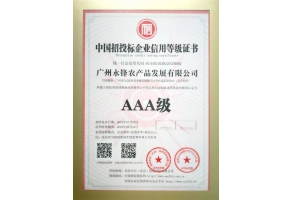 中國招標企業信用等級AAA